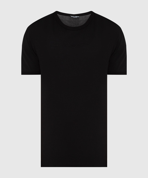 Dolce&Gabbana Черная футболка с вышивкой логотипа G8JX7ZG7WRN