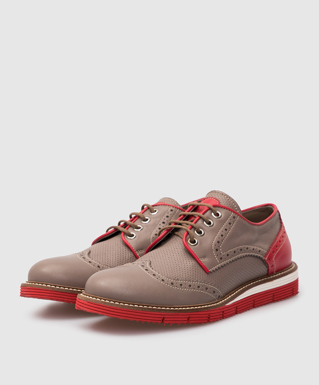 Stefano Ricci Children's leather brogues with contrast inserts YRU591G844VHVH image 2
