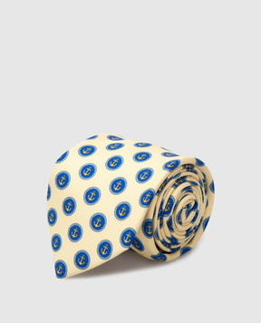 Stefano Ricci Дитячий жовтий шовковий набір з краватки та хустки-паші у візерунок YDHNG800