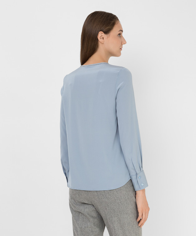 Peserico Блакитна шовкова блуза з ланцюжками S0660607325 зображення 4