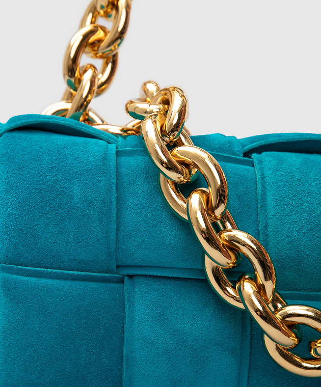 Bottega Veneta Chain Pouch Handbag in Turquoise Leather