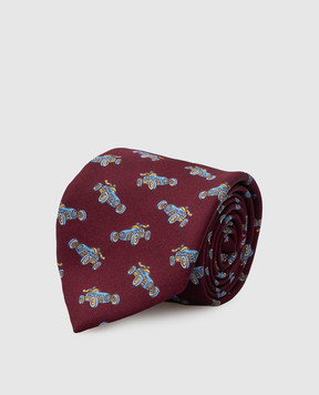 Stefano Ricci Детский шелковый темно-фиолетовый набор из галстука и платка-паше в узор YDHNG700