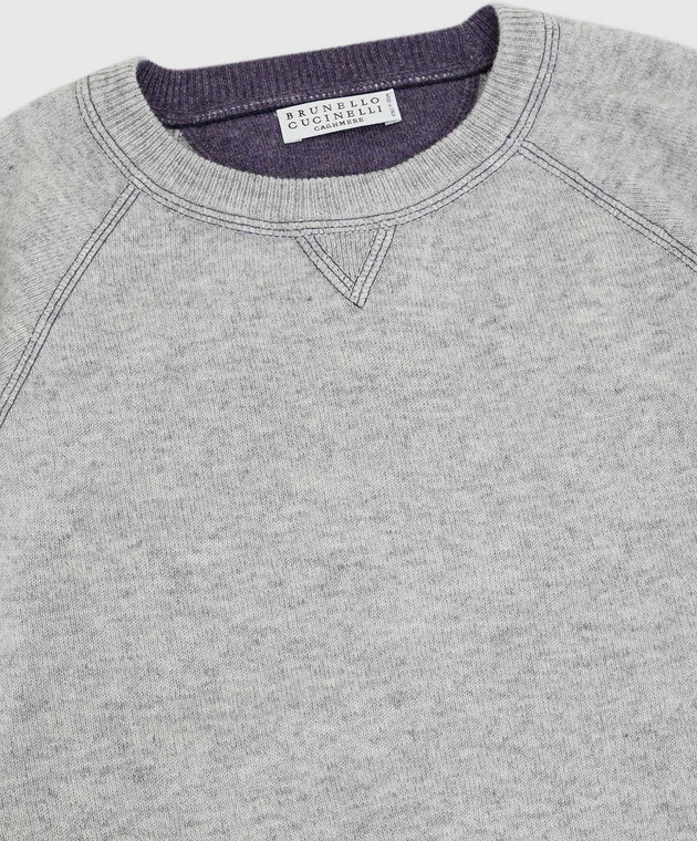 Brunello Cucinelli Baby light gray jumper in wool, cashmere and silk B36M13530B image 3
