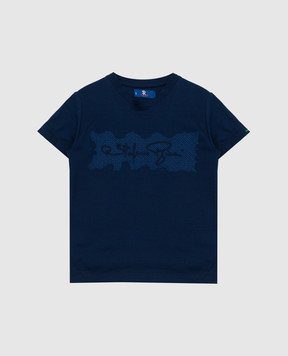 Stefano Ricci Детская темно-синяя футболка с логотипом YNH0300280TE0001