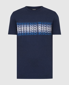 Stefano Ricci Темно-синяя футболка с логотипом MNH2101560803