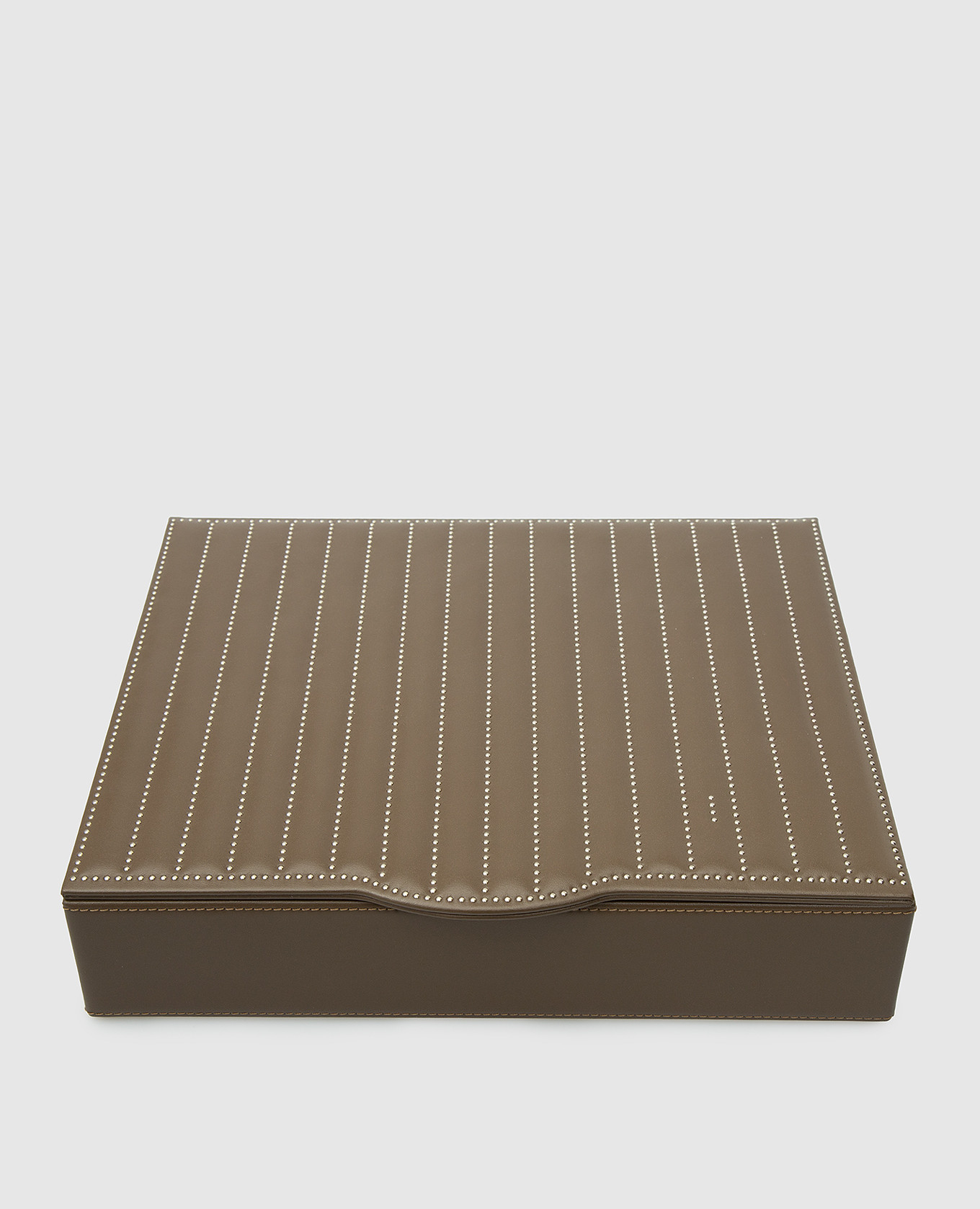 Dark beige leather box for coffee capsules