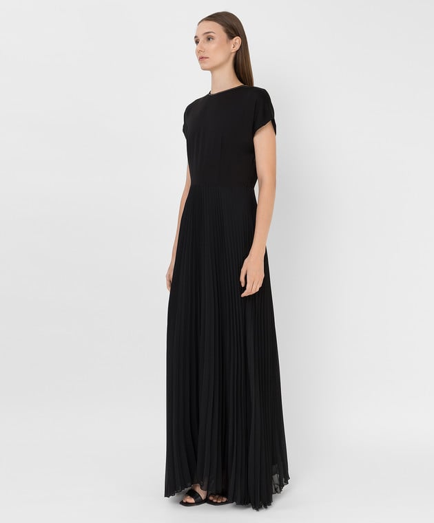 Peserico Чорна сукня-плісе з ланцюжками S0215600PA1940 зображення 3