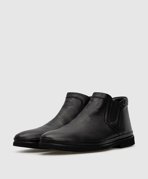 Gianfranco Butteri Чорні шкіряні черевики на хутрі 43835A зображення 3