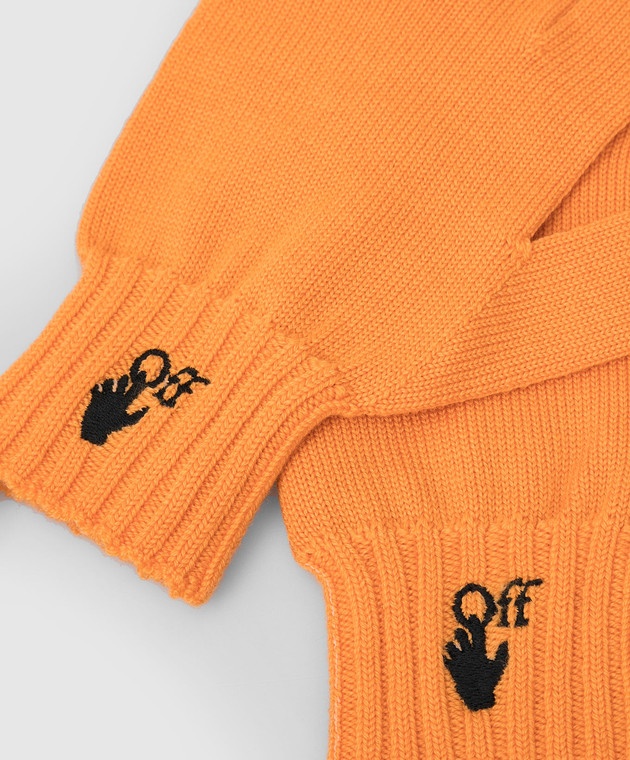 Off-White Оранжевые перчатки из шерсти с вышивкой логотипа OMNE032F21KNI001 изображение 3