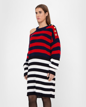 Balmain Сукня в смужку з вирізом WF0RF020K339