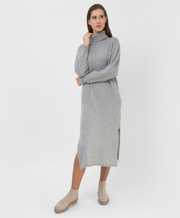 ANNECLAIRE Платье из шерсти, шелка и кашемира с разрезами A8164262 изображение 2