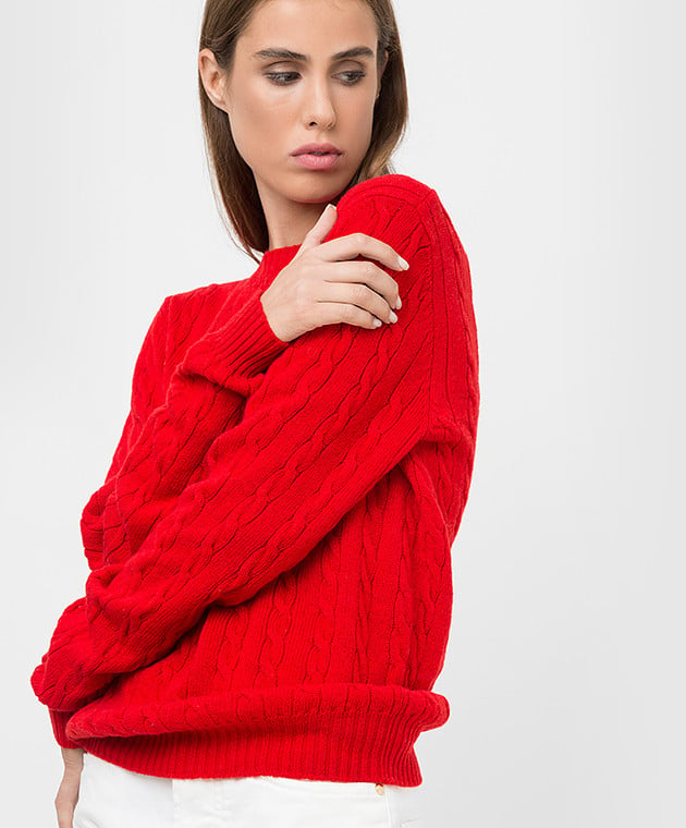 Babe Pay Pls Красный свитер из шерсти мериноса в узор UFM015 изображение 5