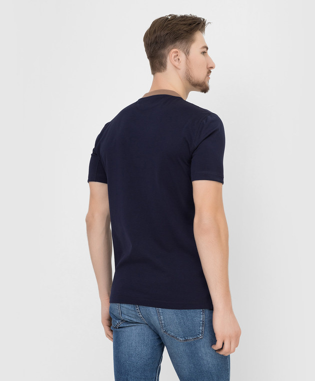 Brunello Cucinelli Темно-синяя футболка с принтом M0T617137 изображение 4