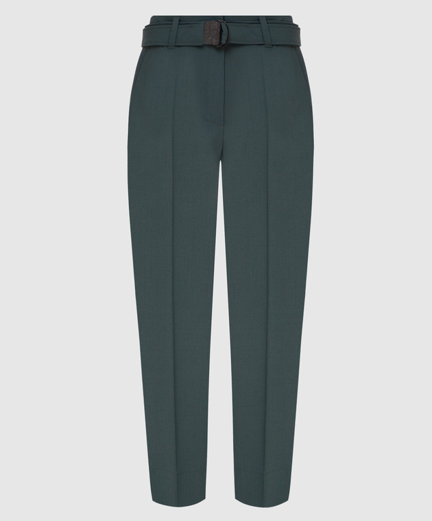 Brunello Cucinelli Зеленые брюки из шерсти MA105P7020