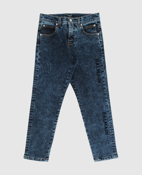 Balmain Дитячі джинси з принтом з логотипу 6P6570D0004