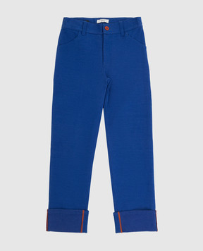 Stefano Ricci Детские синие брюки с вышивкой YAT6S00020NORWIC