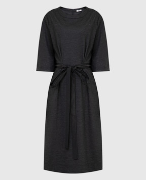 Peserico Темно-серое платье с защипами S02748J006155
