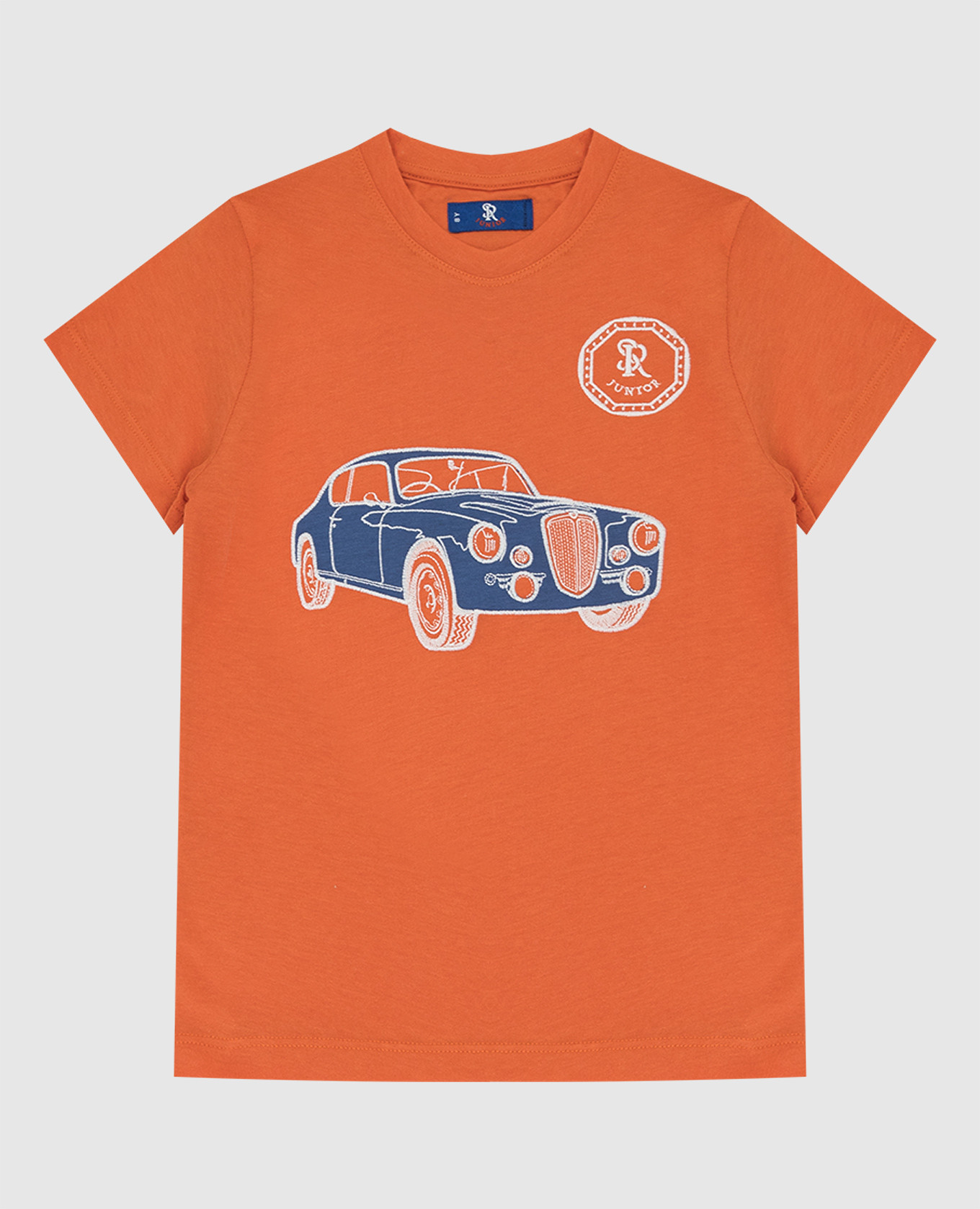 Stefano Ricci Детская оранжевая футболка с вышивкой YNH7200130803