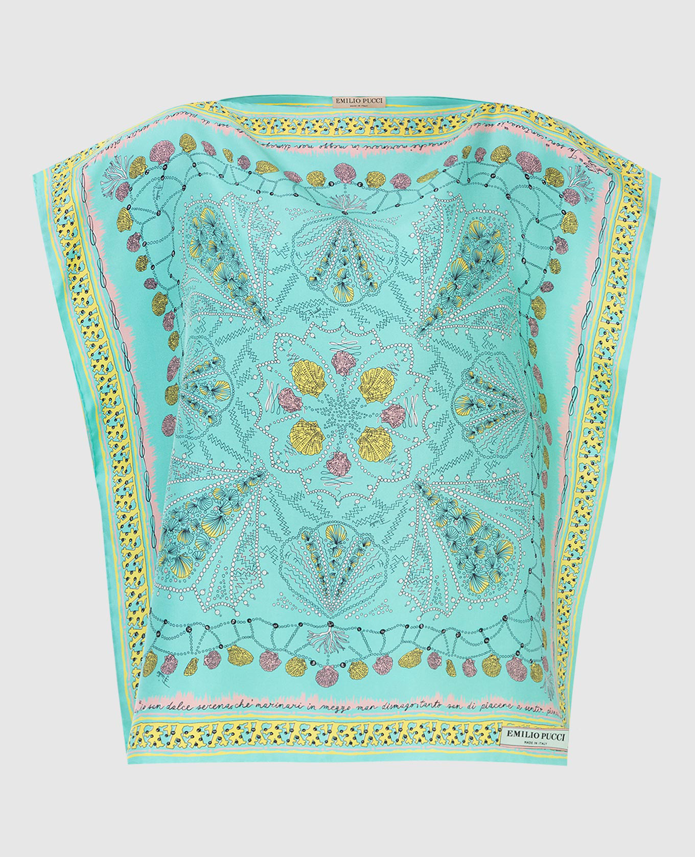 

Топ из шелка с принтом Conchiglie EMILIO PUCCI, Бирюзовый, Топы