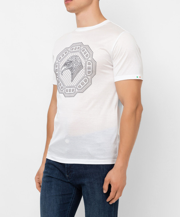 Stefano Ricci Біла футболка з накладкою емблеми логотипу MNH1401330TE0001 зображення 3
