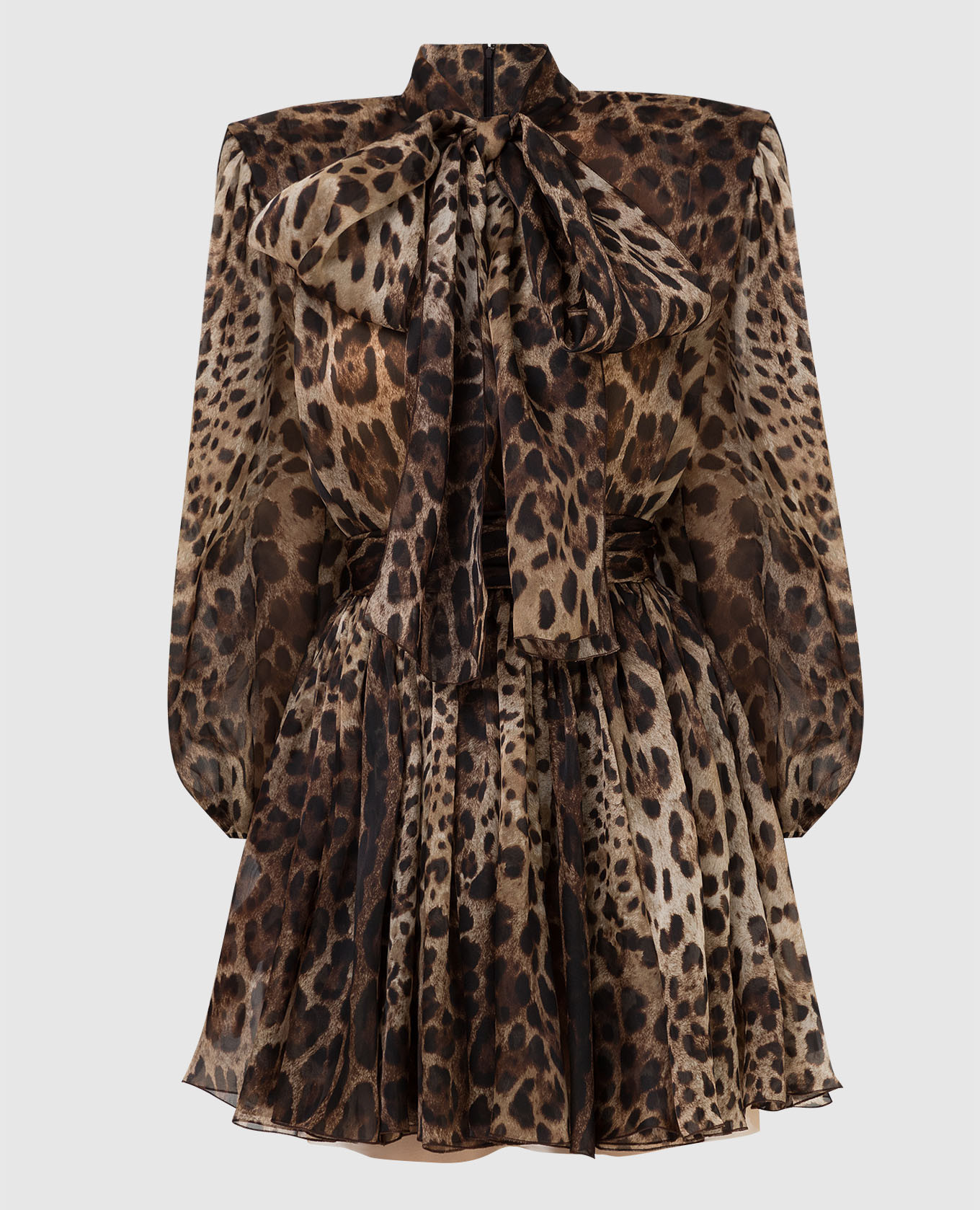 

Шелковое платье в принт с акцентными плечами, Бежевый, Повседневные платья