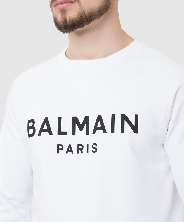 Balmain - Білий світшот із логотипом XH1JQ005BB23 купити в Symbol