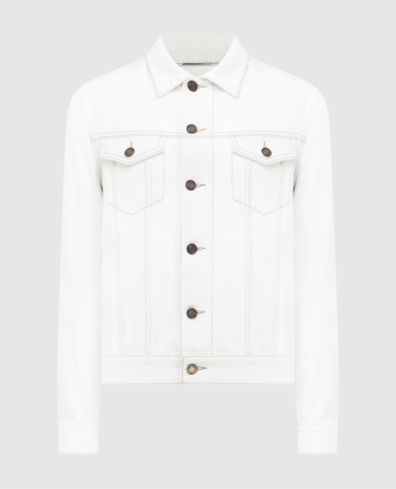 

Джинсовая куртка с контрастной строчкой, Белый, Джинсовые куртки