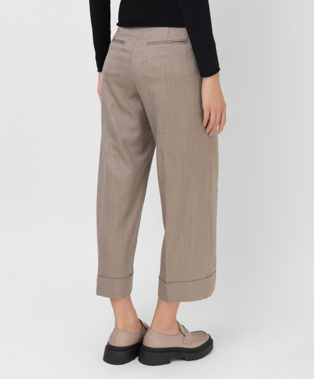 Peserico Patterned Beige Wool Culottes P0482305828 image 4
