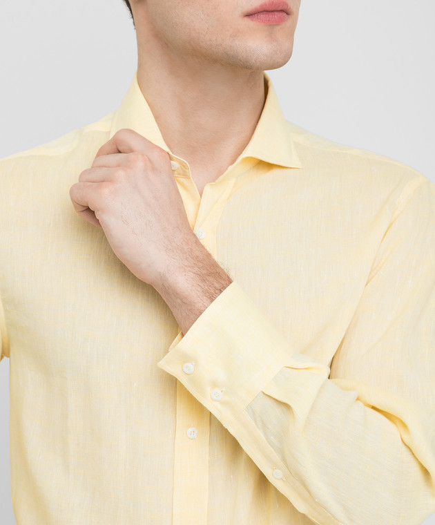 Brunello Cucinelli Желтая рубашка из льна MB6081718 изображение 5