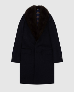 Stefano Ricci Дитяче темно-синє пальто з кашеміру з норкою хутром Y1ZP992V10HC5467