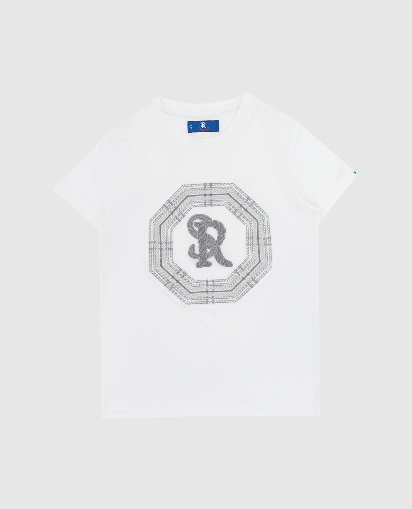 Children's white T-shirt with monogram embroidery