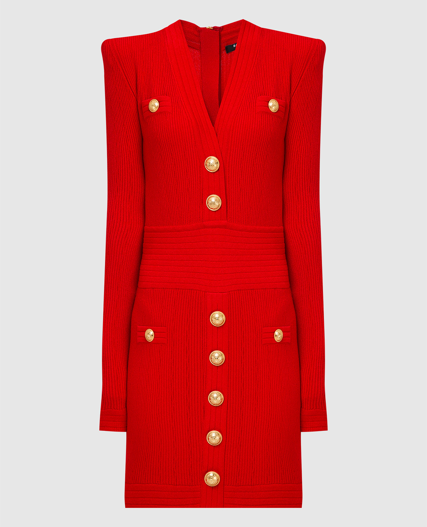 Balmain Красное платье мини с заклепками WF0R8060K211