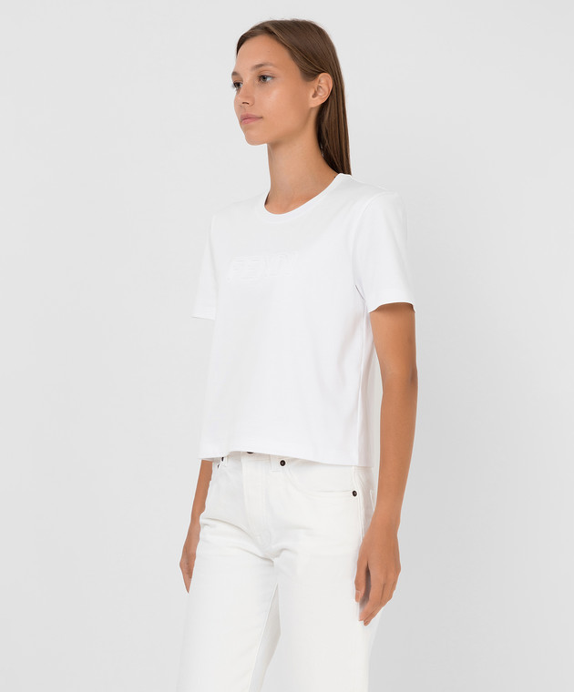 Fendi Белая футболка с фактурным логотипом FS7389AHLS изображение 3