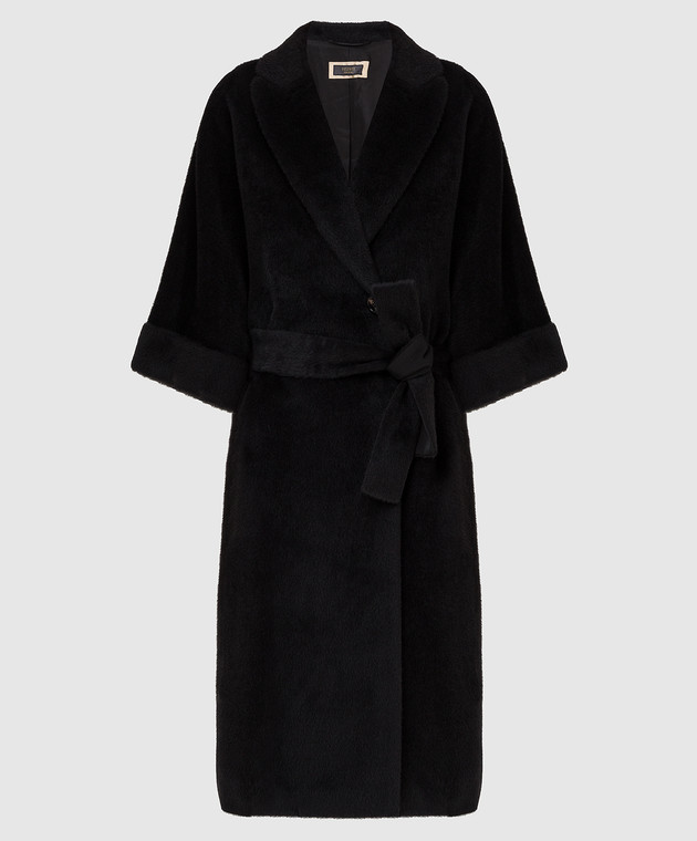 Peserico Черное пальто из альпаки и шерсти S20051A03195