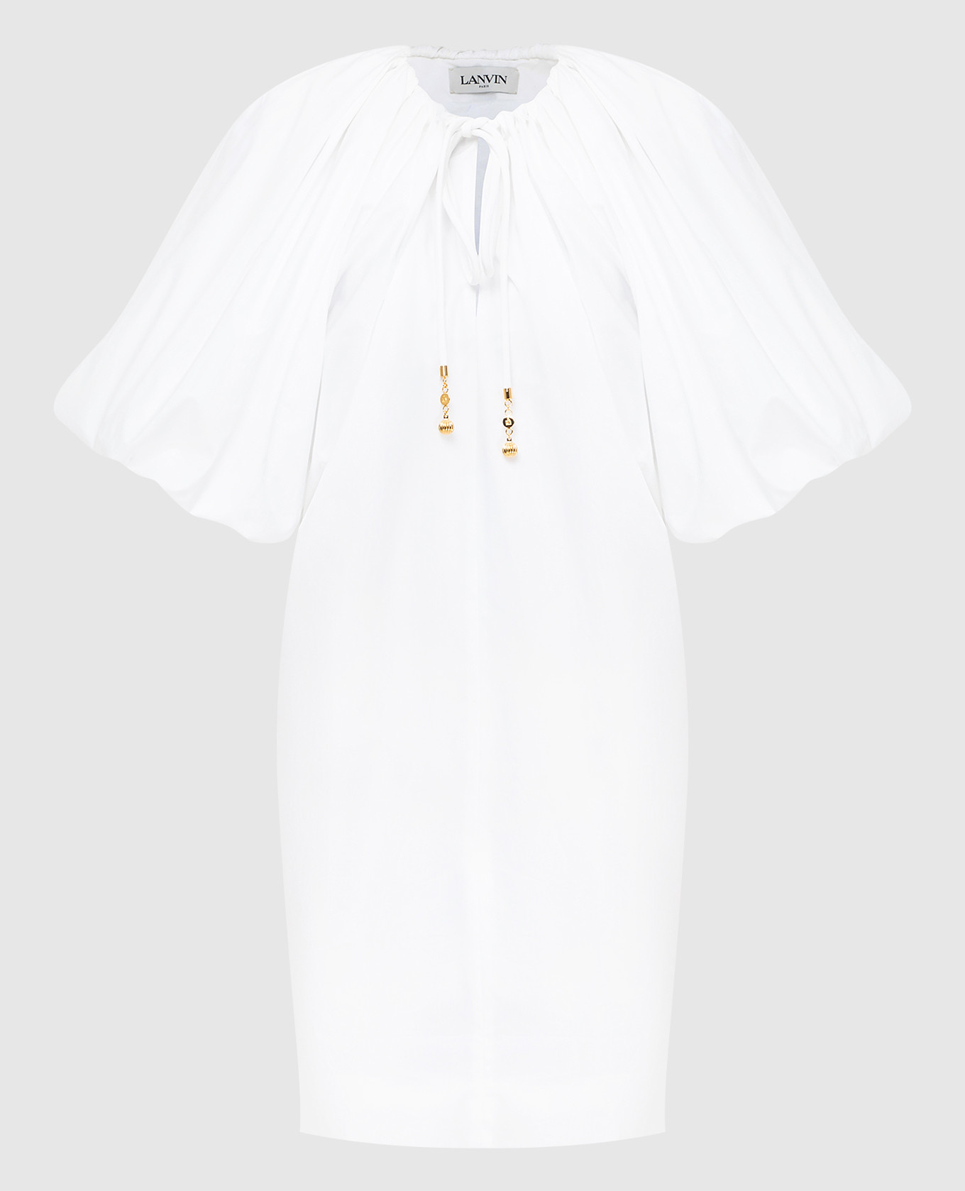 Белое платье с воздушными рукавами Lanvin
