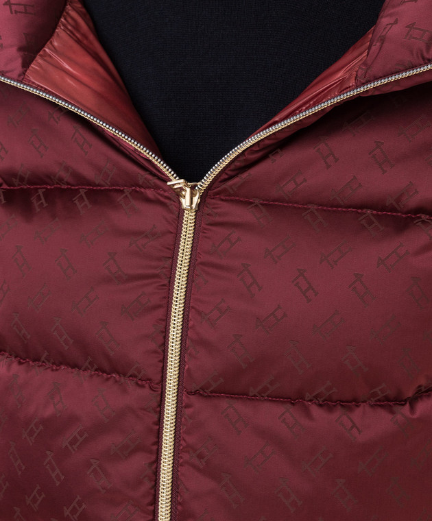 Herno Бордовая пуховая куртка в монохромный узор PI1327D12289 изображение 5
