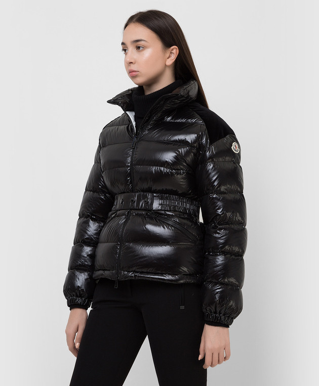 トップス MONCLER XS BLACK Moncler куртка женская короткая черная с логотипом 184941