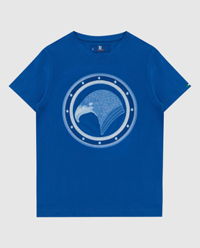 Stefano Ricci Детская синяя футболка с эмблемой YNH9200540TE0001