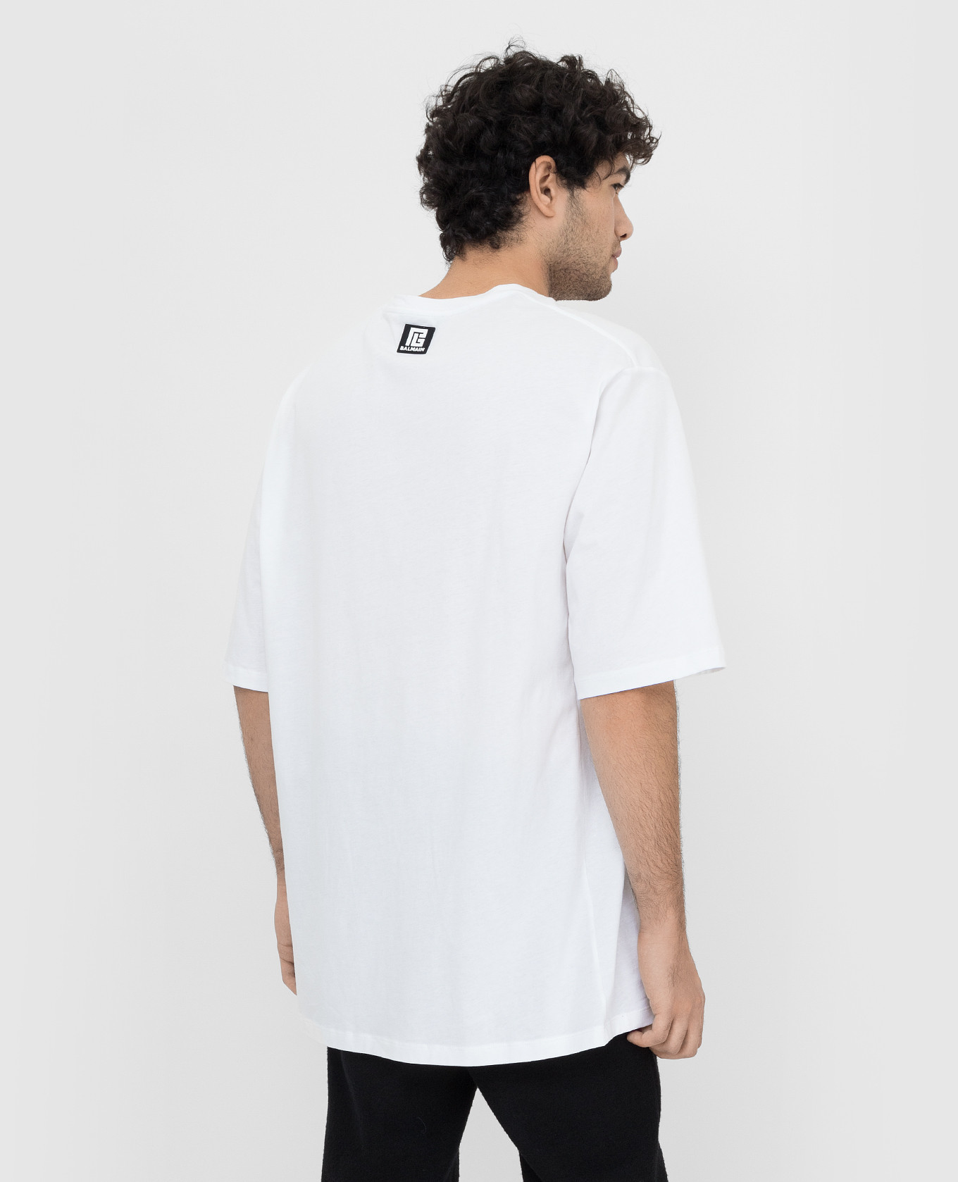 Balmain Белая футболка с принтом логотипа XH1EH015BB15 изображение 4