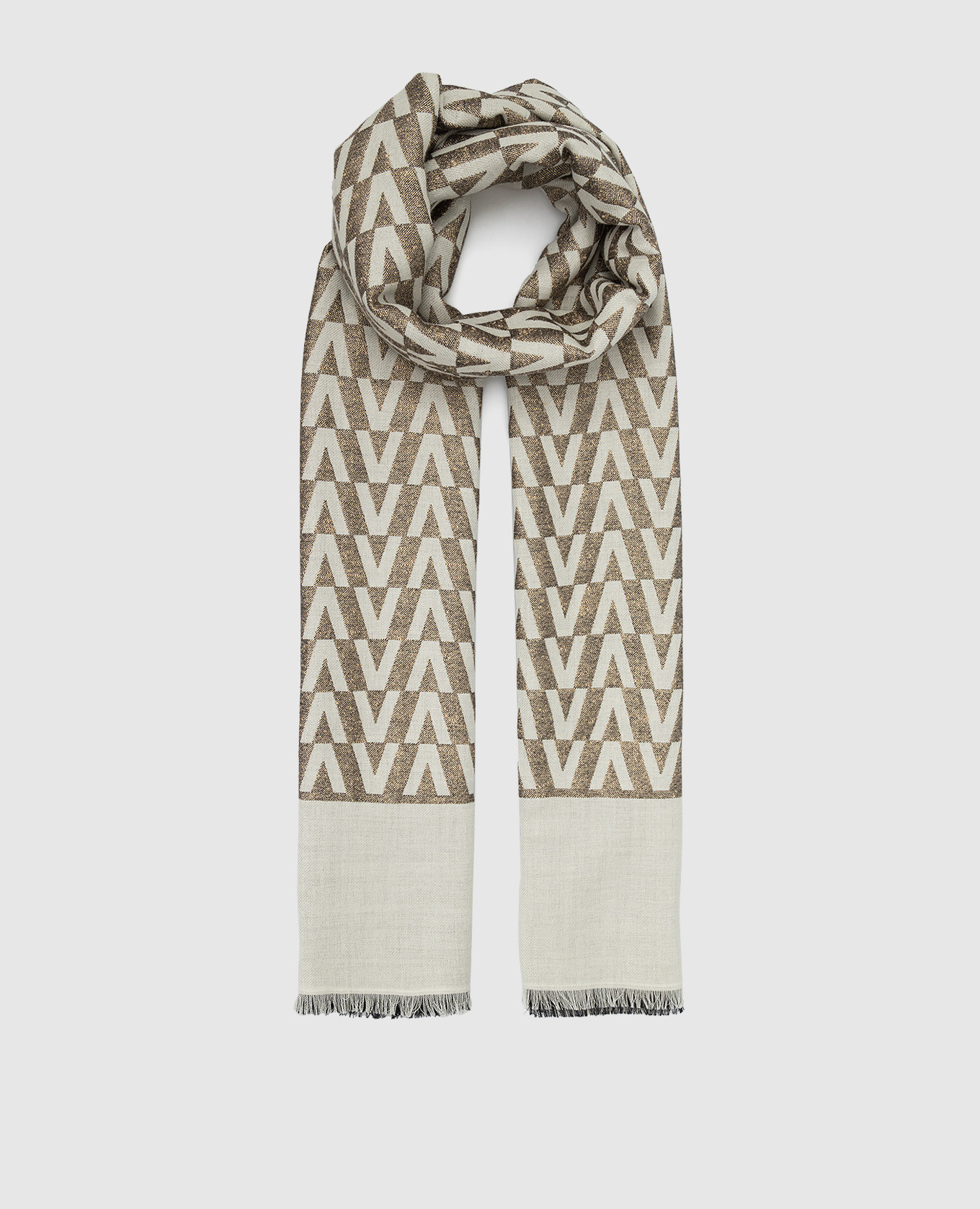 

Палантин с люрексом в узор логотипа Valentino, Светло-бежевый, Шарфы