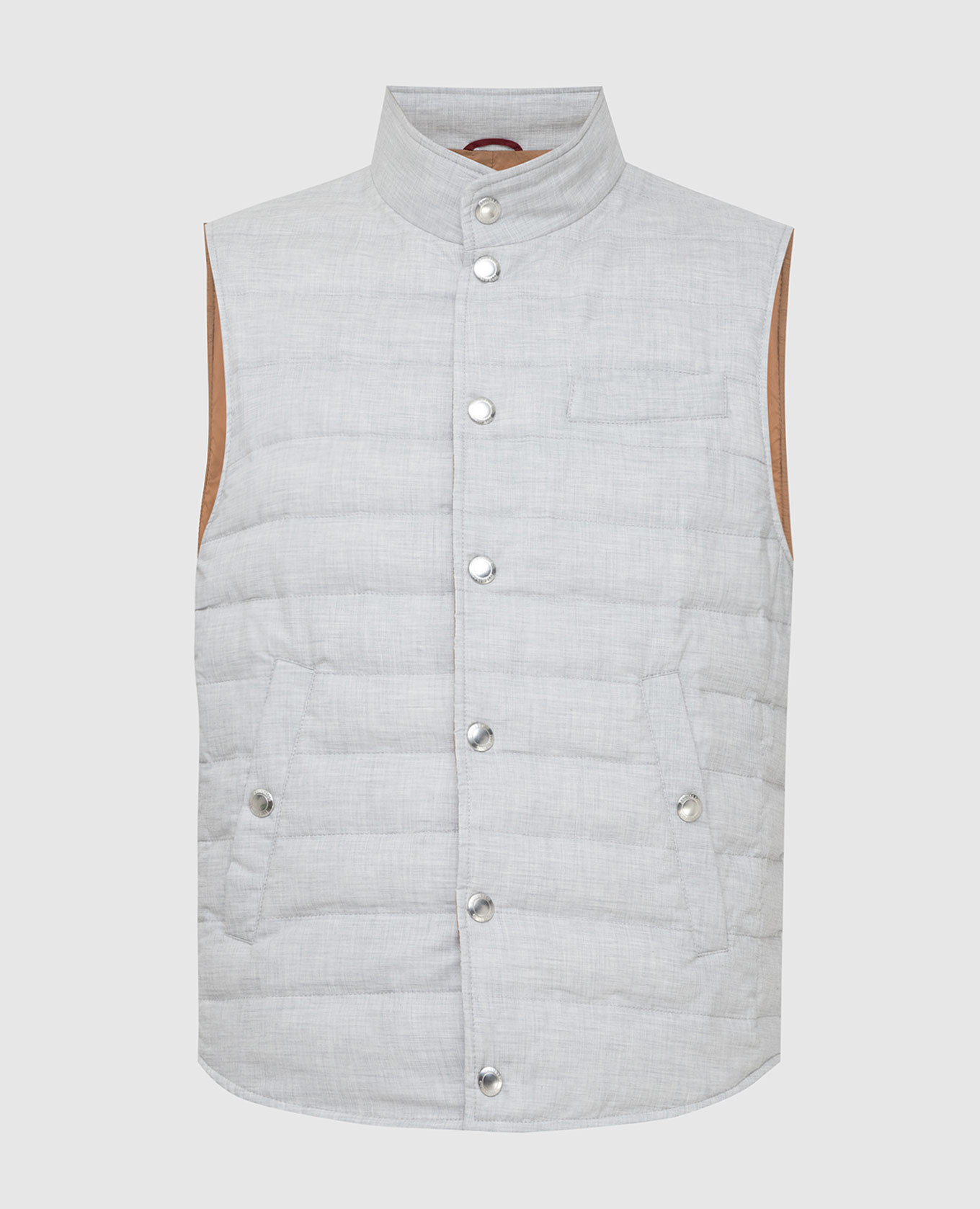 

Светло-серый пуховой жилет Brunello Cucinelli, Жилеты