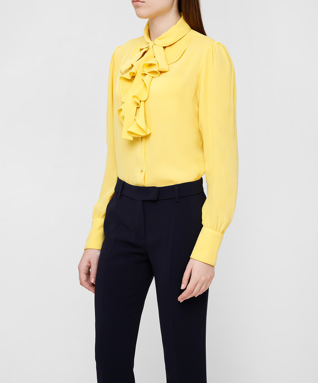 Valentino Желтая блуза	из шелка со съемной завязкой RB3ABA2N1MH изображение 3