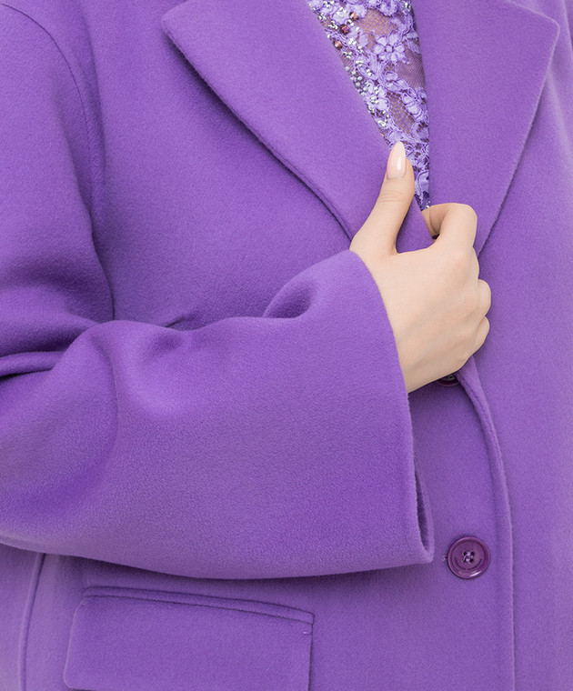 Ermanno Scervino Фиолетовое пальто из шерсти D396D707DDT изображение 5