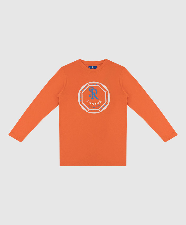 Stefano Ricci Детский оранжевый лонгслив с вышивкой эмблемы YNH6400050803