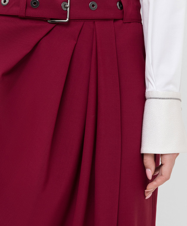Brunello Cucinelli Бордовая юбка из шерсти MA105G2837 изображение 5