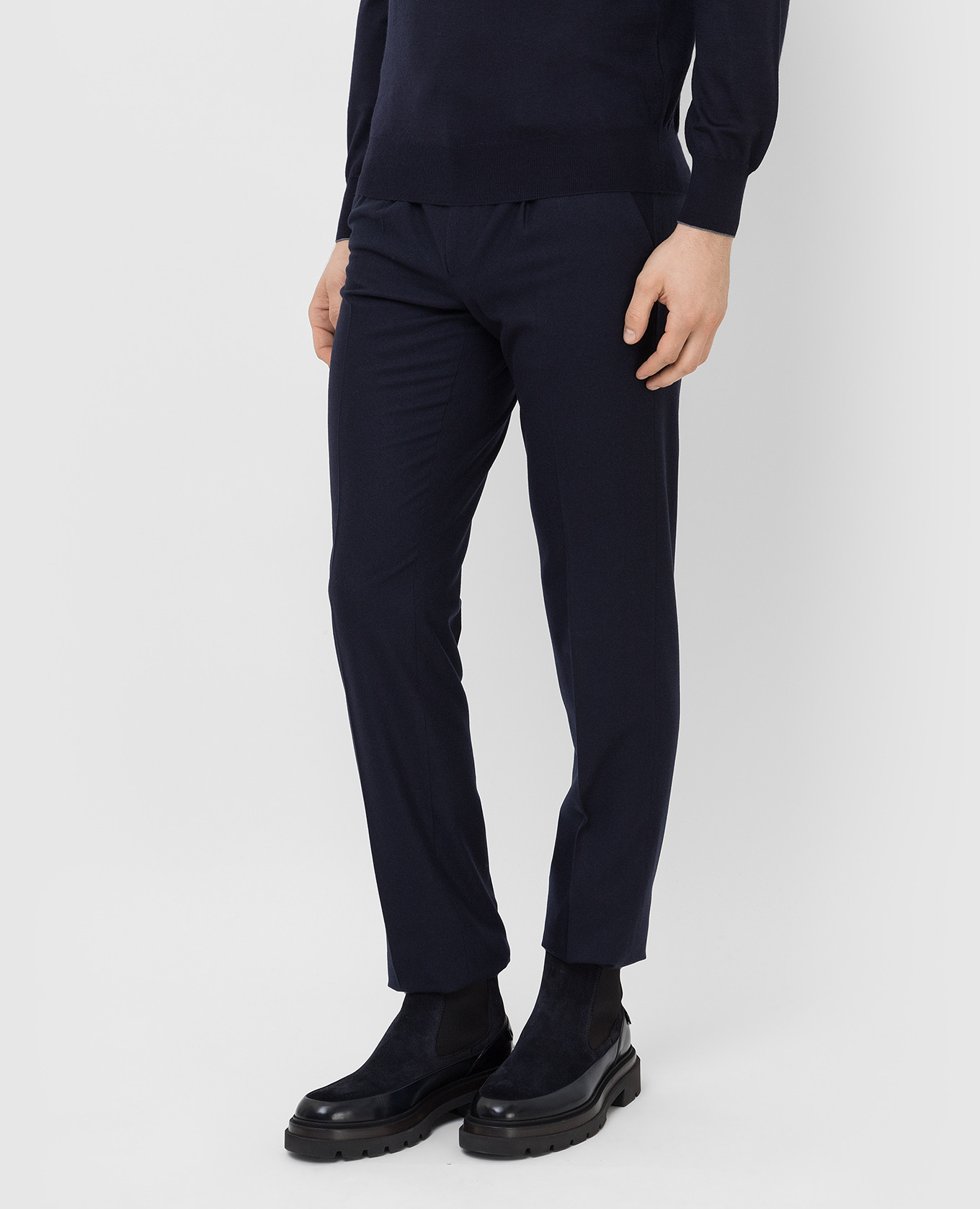 Stefano Ricci Темно-синие брюки из шерсти, шелка и кашемира M1T1400090WKC601 изображение 3
