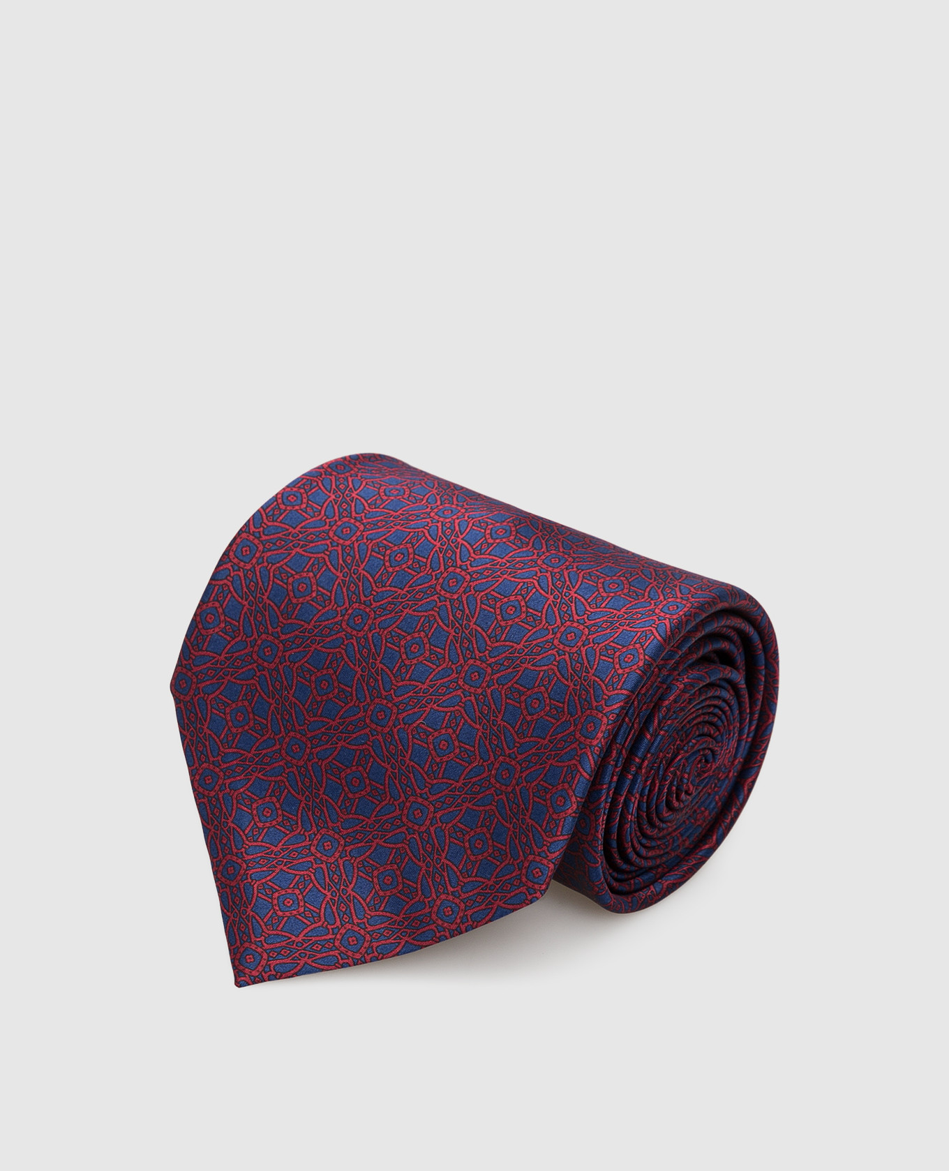 Бордовый шелковый галстук в геометрический узор