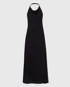 Brunello Cucinelli Чорна сукня з розрізом і драпіруванням MA029A4551