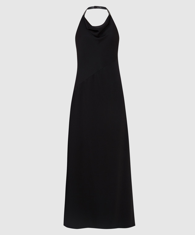 Brunello Cucinelli Чорна сукня з розрізом і драпіруванням MA029A4551