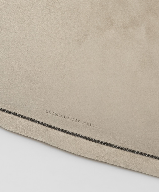 Brunello Cucinelli Светло-серая замшевая сумка-мессенджер с монилью MBDLD2333 изображение 5